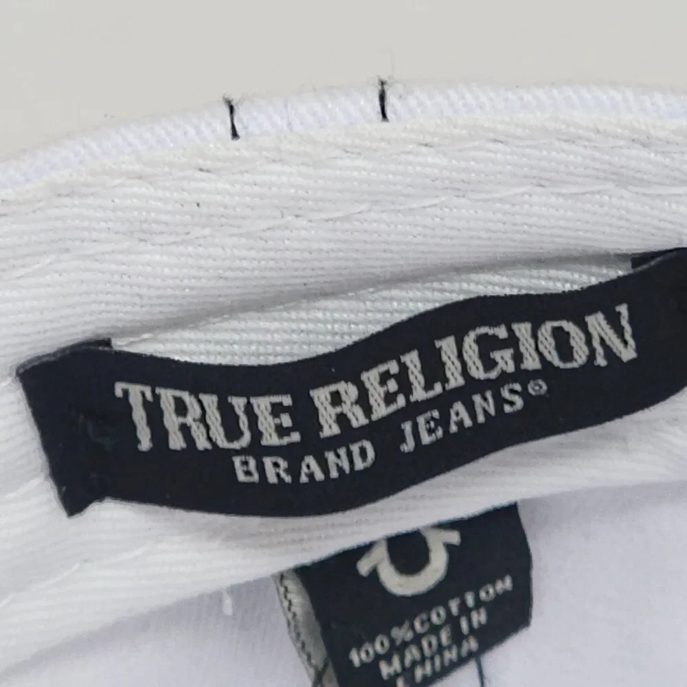 True Religion Hat Baseball Mens One Size White Snapback Cap Buddha Graphic Logo